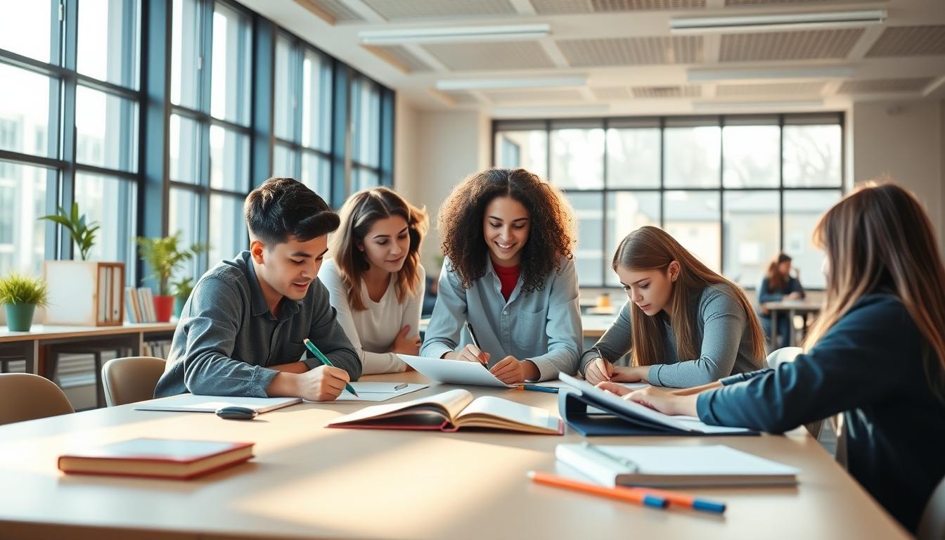 Student preparing for exams with study materials